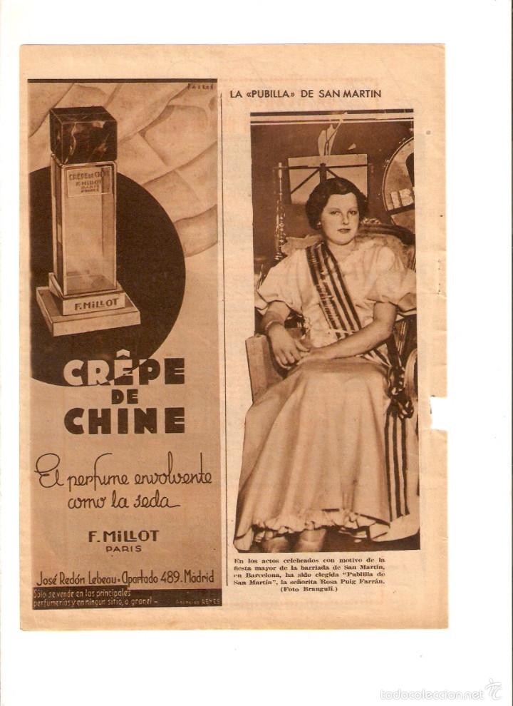 Sammelleidenschaft Papier: A&Ntilde;O 1934 RECORTE PRENSA BARCELONA PUBILLA DE SAN MARTIN ROSA PUIG FERRAN SANT MARTI