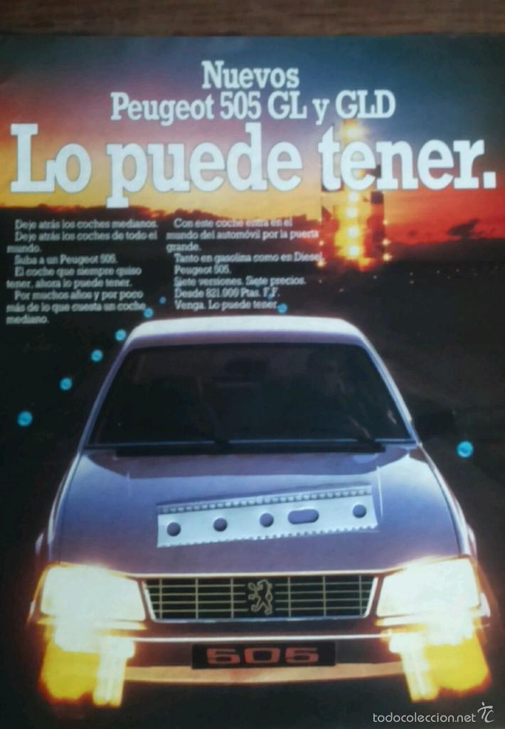 Coleccionismo: Publicidad automovil Peugeot 505 de 1982