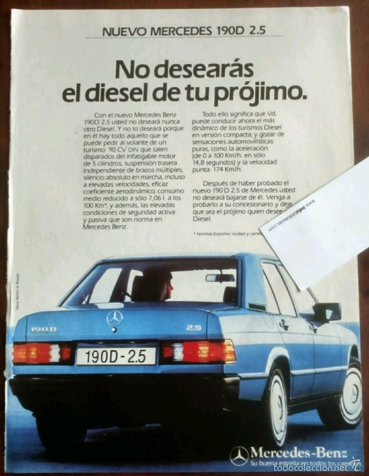 Coleccionismo: Publicidad automovil Mercedes-Benz 190 de 1986