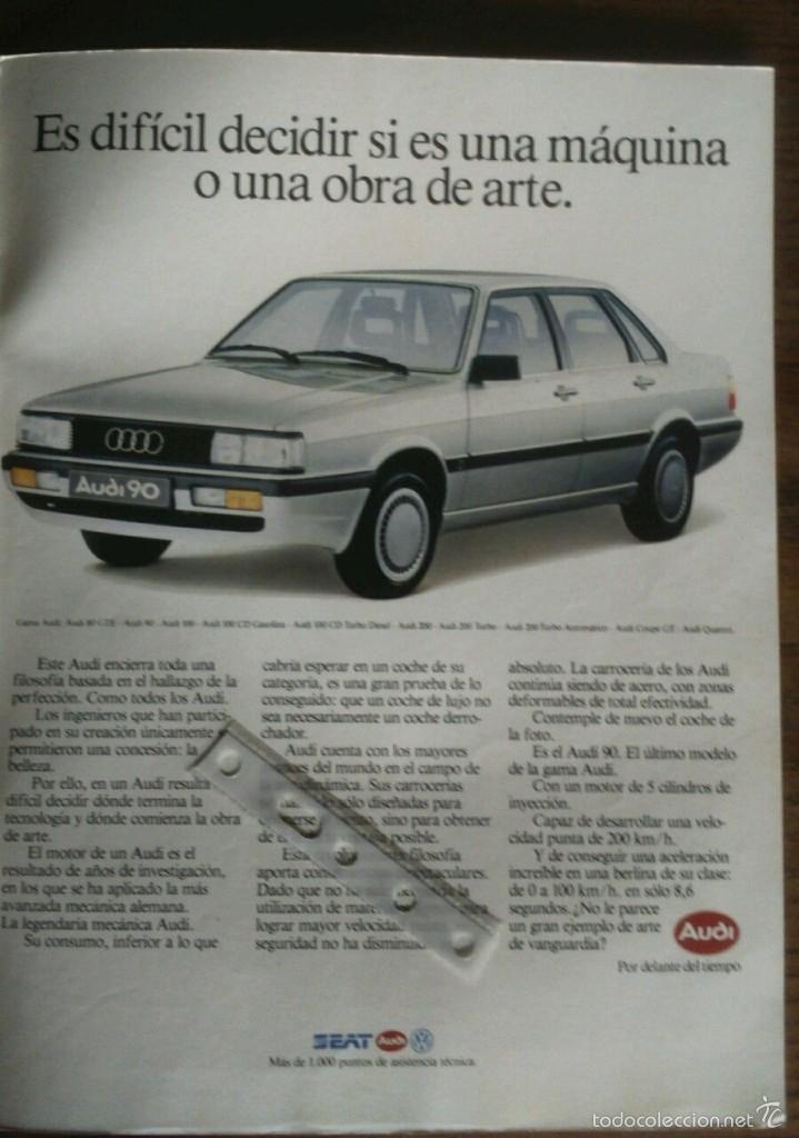 Coleccionismo: Publicidad automovil Audi 90 de 1985