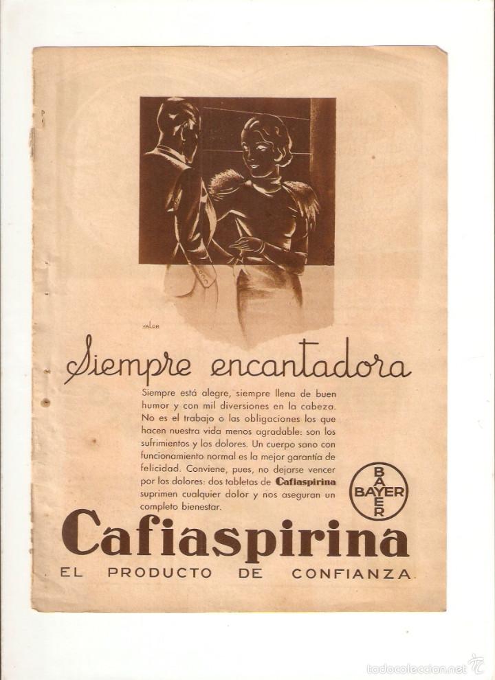 Sammelleidenschaft Papier: A&Ntilde;O 1935 PUBLICIDAD CAFIASPIRINA BAYER AGUA DE COLONIA FLORES DEL CAMPO PERFUMERIA FLORALIA