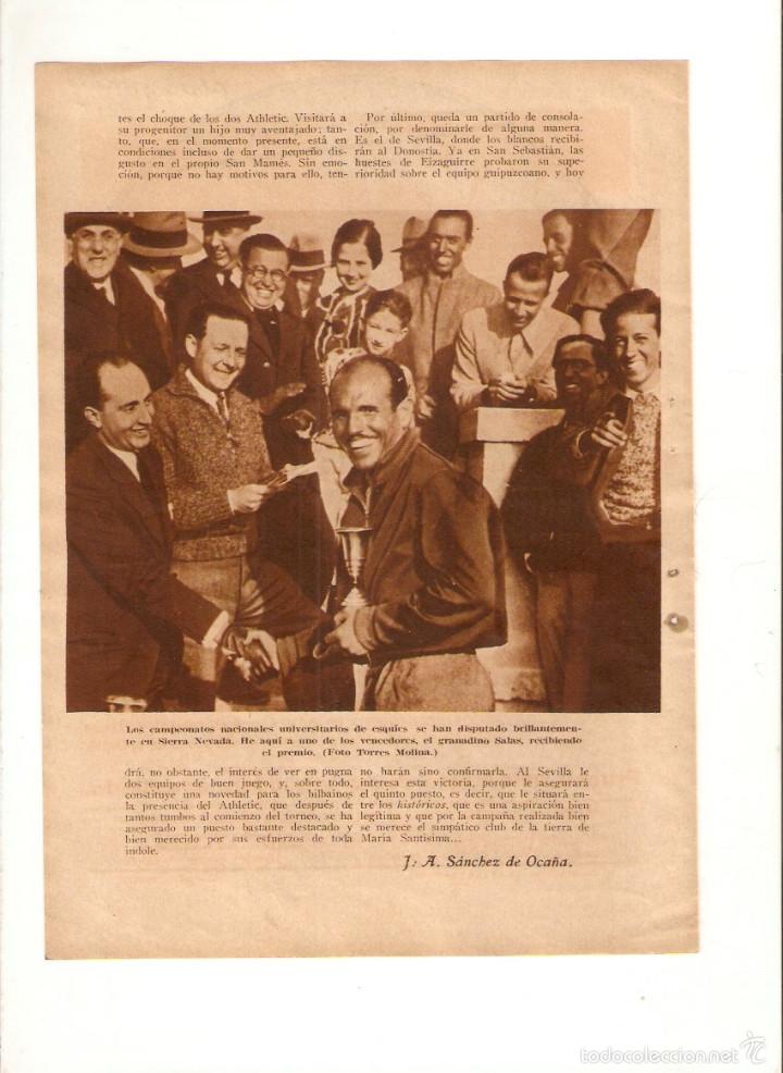 Sammelleidenschaft Papier: A&Ntilde;O 1935 RECORTE PRENSA DEPORTES CAMPEONATO UNIVERSITARIO ESQUI SIERRA NEVADA SALAS VENCEDOR GRANADA