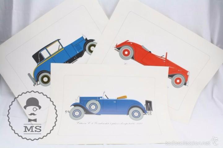 Coleccionismo: Conjunto de 3 L&aacute;minas de Coches - Citro&euml;n A&ntilde;os 1928, 1932 y 1934 - Medidas 39,5 x 30 cm