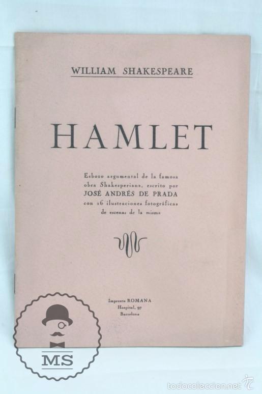 Coleccionismo: Antigua Publicaci&oacute;n Obra de Teatro - Hamlet. W. Shakespeare - Imp. Romana, A&ntilde;os 50