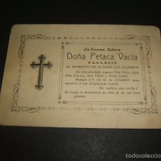 Coleccionismo: TABACO ESQUELA HUMORISTICA DOÑA PETACA VACIA CIGARROS HACIA 1900