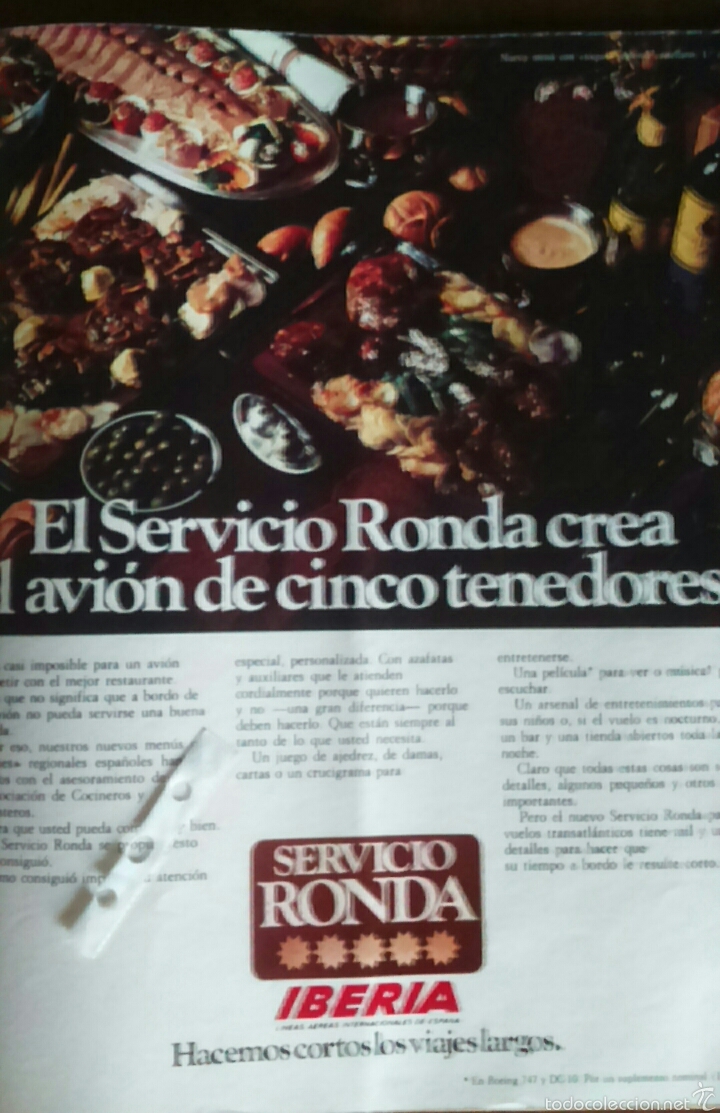 Coleccionismo: Publicidad compa&ntilde;&iacute;a aviones Iberia de 1974