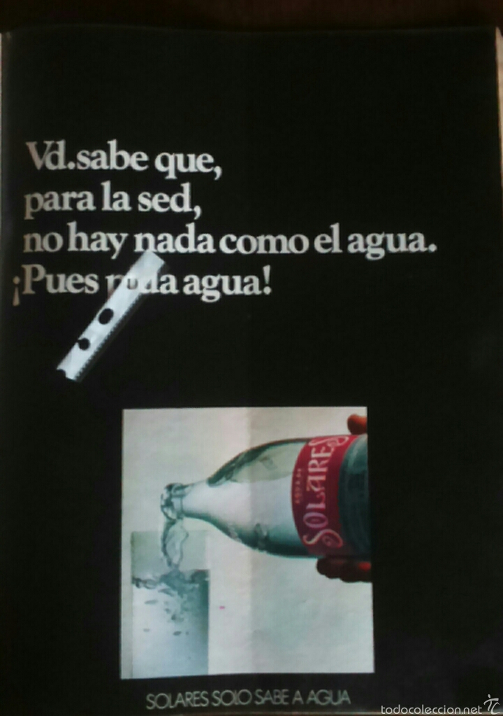 Coleccionismo: Publicidad bebida agua de Solares de 1971