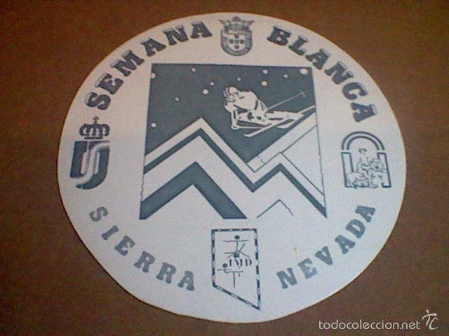 Coleccionismo: pegatina adhesivo sierra nevada semana blanca a&ntilde;os 70 / 80 aprox esqui 8 cms diametro