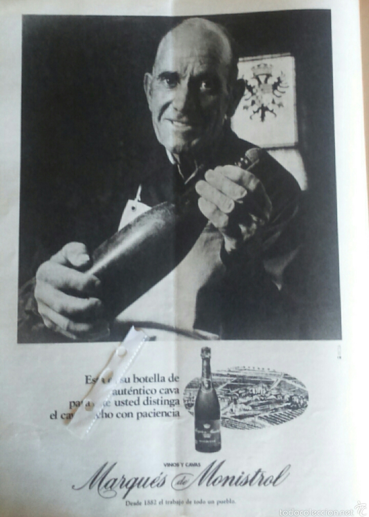 Coleccionismo: Publicidad bebida Cava Marques de Monistrol de 1974