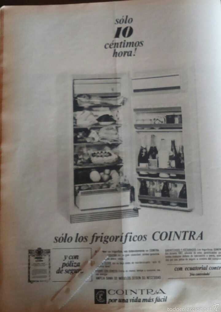 Coleccionismo: Publicidad frigor&iacute;ficos Cointra de 1967