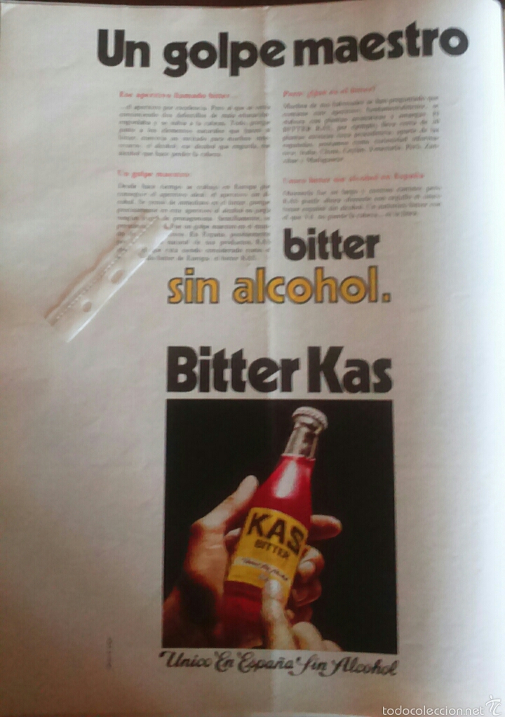 Coleccionismo: Publicidad bebida Bitter Kas de 1972