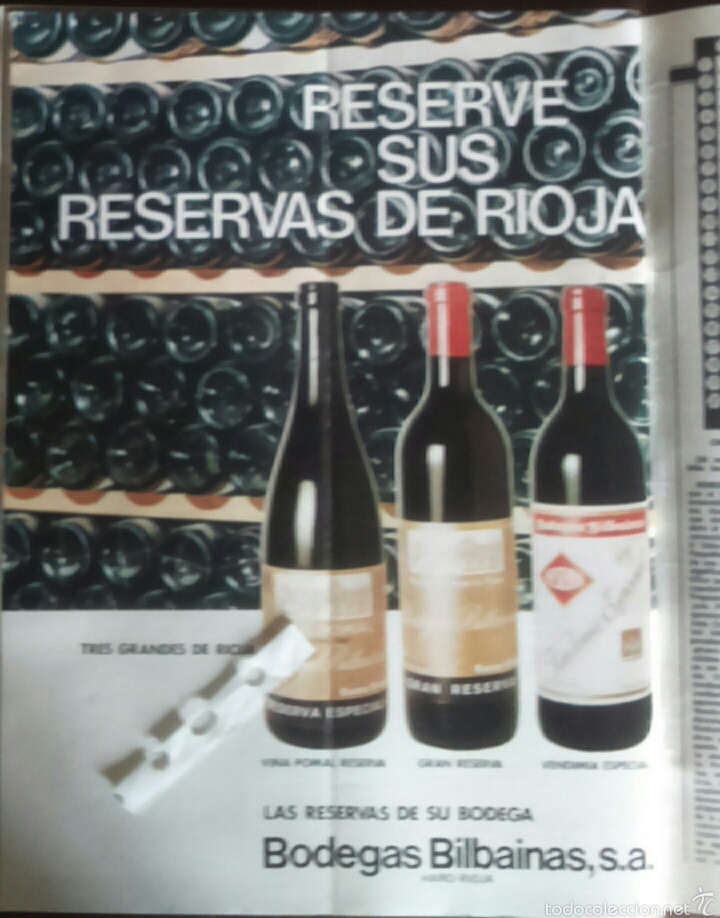 Collecting: Publicidad bebida Vino Rioja Bodegas Bilbainas de 1976