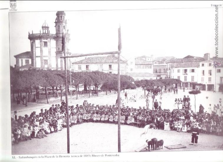 Collecting paper: L&Aacute;MINA - SALTIMBANQUIS EN LA PLAZA DE LA HERRERIA (CERCA DE 1885) - PONTEVEDRA.