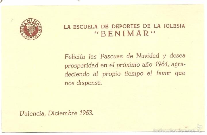 Coleccionismo: Valencia. Benimar. Felicitaci&oacute;n de Navidad de 1964