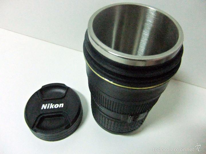 Coleccionismo: TERMO R&Eacute;PLICA OBJETIVO C&Aacute;MARA FOTOGR&Aacute;FICA NIKON AF-S NIKKOR 24-70MM 1:2.8G ED ACERO INOX.