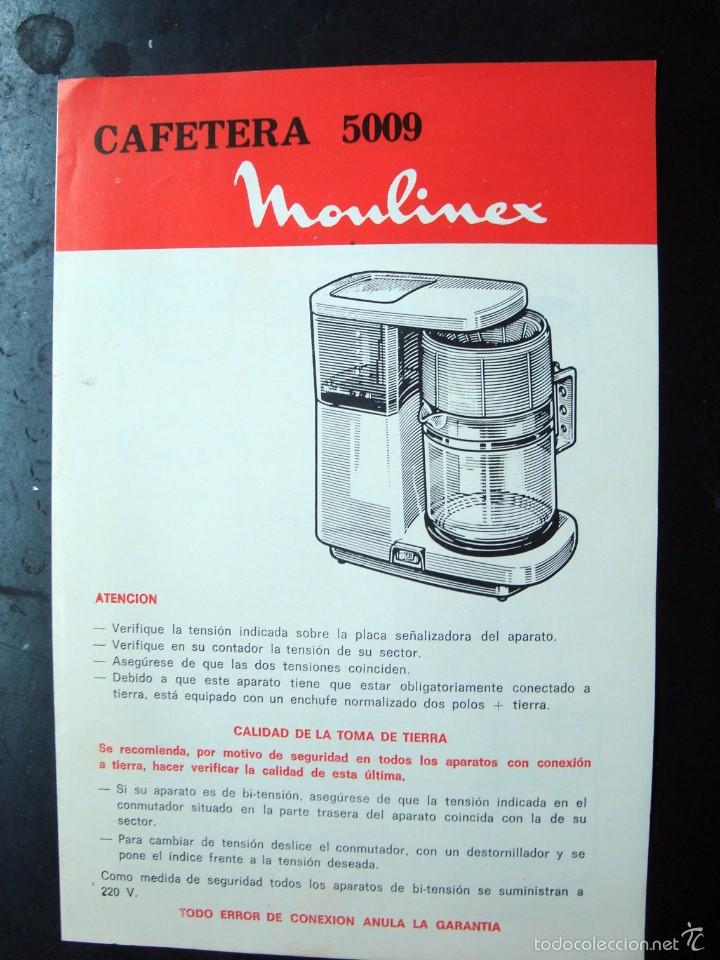 Coleccionismo: Cafe, folleto y garantia cafetera moulinex