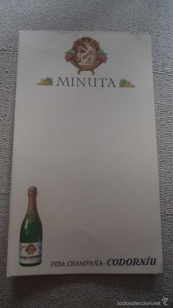 Coleccionismo: Bonita Minuta por rellenar Pida Champa&ntilde;a Codorniu