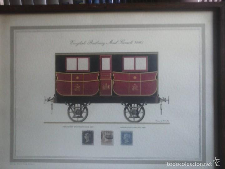 Coleccionismo: CUADRO VAGONES FERROCARRIL CORREOS . - Foto 1
