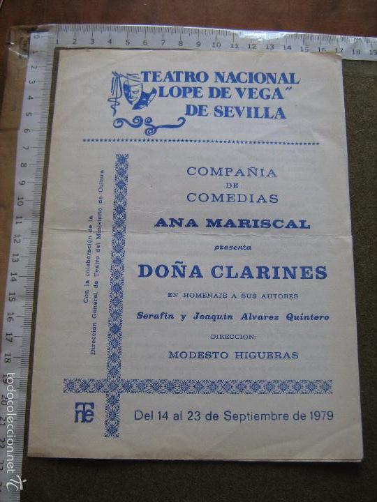 Coleccionismo: PROGRAMA DE MANO - SEVILLA - TEATRO LOPE DE VEGA - DO&Ntilde;A CLARINES - COMPA&Ntilde;IA ANA MARISCAL - 1979