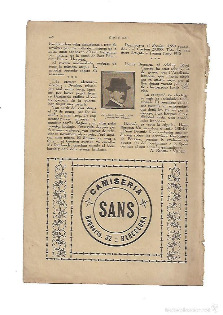 Collecting paper: A&Ntilde;O 1918 RECORTE PRENSA PUBLICIDAD CAMISERIA SANS BARCELONA