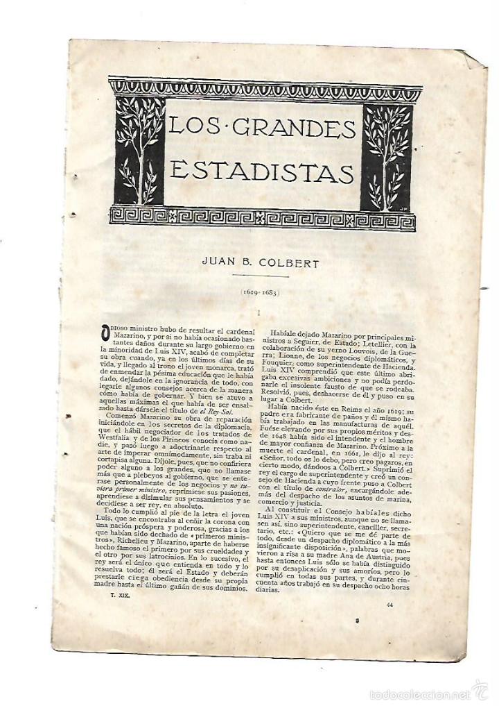 Collectionnisme: A&Ntilde;O 1920 RECORTE PRENSA JEAN BAPTISTE COLBERT ESTADISTA GESTOR ECONOMIA POLITICA DIBUJO PEY
