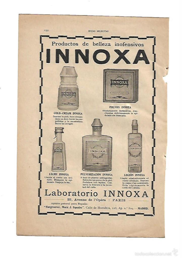 Collezionismo: A&Ntilde;O 1920 RECORTE PRENSA PUBLICIDAD PRODUCTOS BELLEZA INNOXA LABORATORIO INNOXA