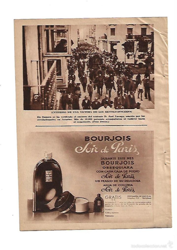 Collectionnisme: A&Ntilde;O 1934 RECORTE PRENSA PUBLICIDAD PASTA DENS ZAMORA ENTIERRO JOSE LUENGO REVOLUCION ASTURIAS