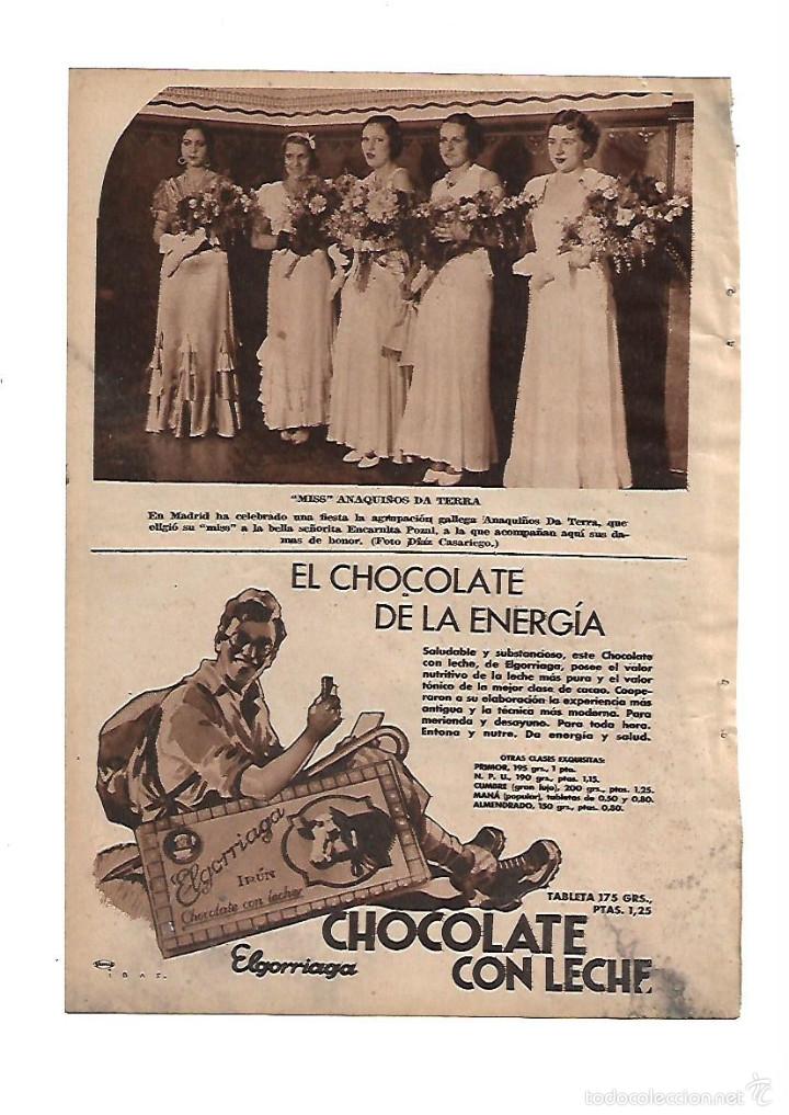 Sammelleidenschaft Papier: A&Ntilde;O 1934 RECORTE PRENSA MADRID MISS ANAQUI&Ntilde;OS DA TERRA ENCARNITA POZAL