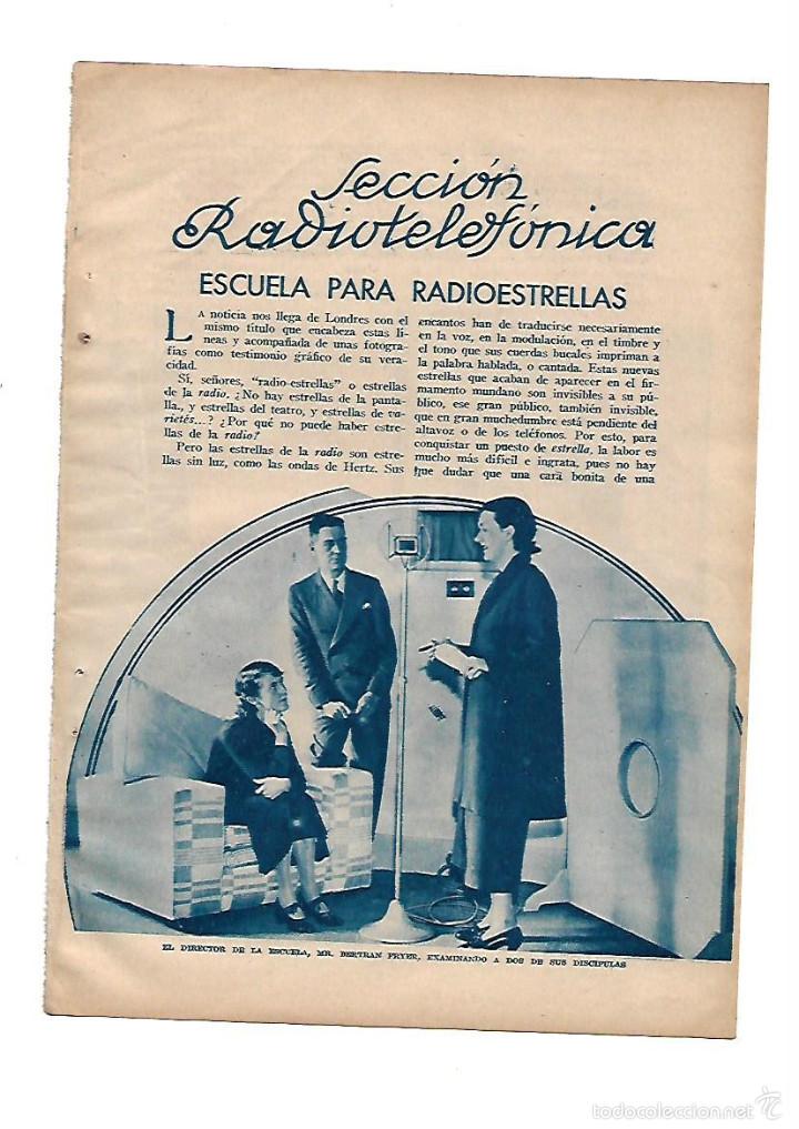 Collecting paper: A&Ntilde;O 1934 RECORTE PRENSA RADIO ESCUELA PARA RADIOESTRELLAS DE LONDRES RADIOFONIA