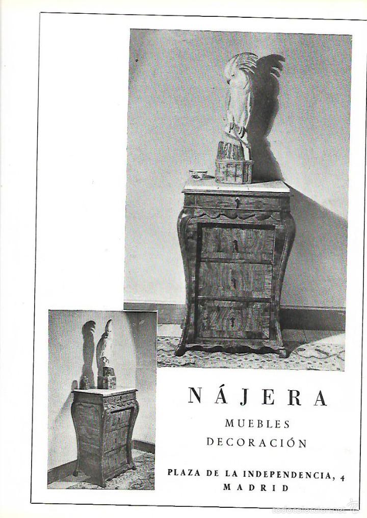 Sammelleidenschaft Papier: A&Ntilde;O 1950 RECORTE PRENSA PUBLICIDAD DECORACION MUEBLES NAJERA MADRID ARIS RICARDO SALAFRANCA