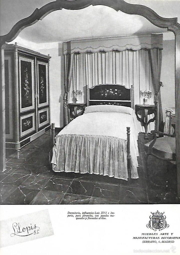 Collecting paper: A&Ntilde;O1950 RECORTE PRENSA PUBLICIDAD DECORACION MUEBLES LLOPIS MADRID LAMPARAS BRONCES MARINER VALENCIA