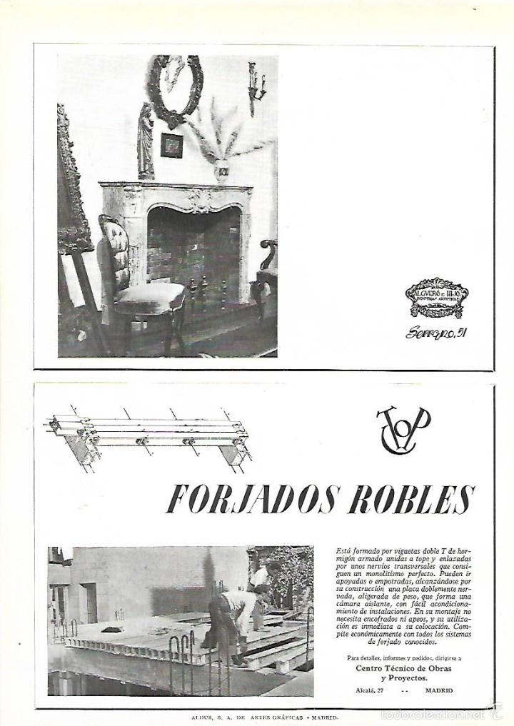 Collecting paper: A&Ntilde;O 1950 RECORTE PRENSA PUBLICIDAD FORJADOS ROBLES ALGUERO E HIJO INDUSTRIA ARTISTICA MADRID MUEBLES