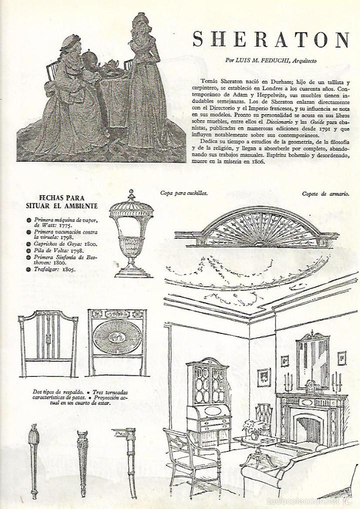 Sammelleidenschaft Papier: A&Ntilde;O 1950 RECORTE PRENSA DECORACION THOMAS SHERATON EBANISTA DISE&Ntilde;ADOR DE MUEBLES