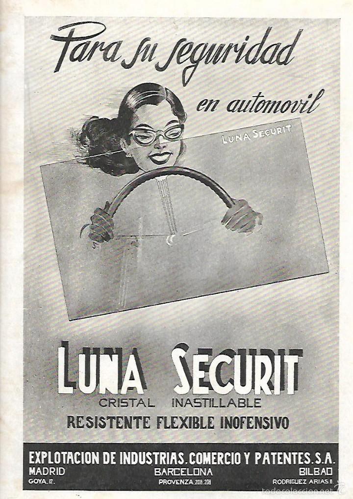 Sammelleidenschaft Papier: A&Ntilde;O 1950 RECORTE PRENSA PUBLICIDAD LUNA SECURIT CRISTAL AUTOMOVIL PINTURA VILARO VALLS BOMBA PRAT