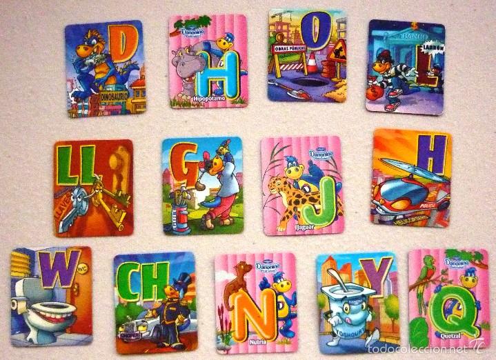 Coleccionismo: LOTE 13 IMANES NEVERA -PROMOCI&Oacute;N DANONINO /PETIT SUISSE- DANONE-LETRAS VARIADAS ABECEDARIO (4 X 3CM)