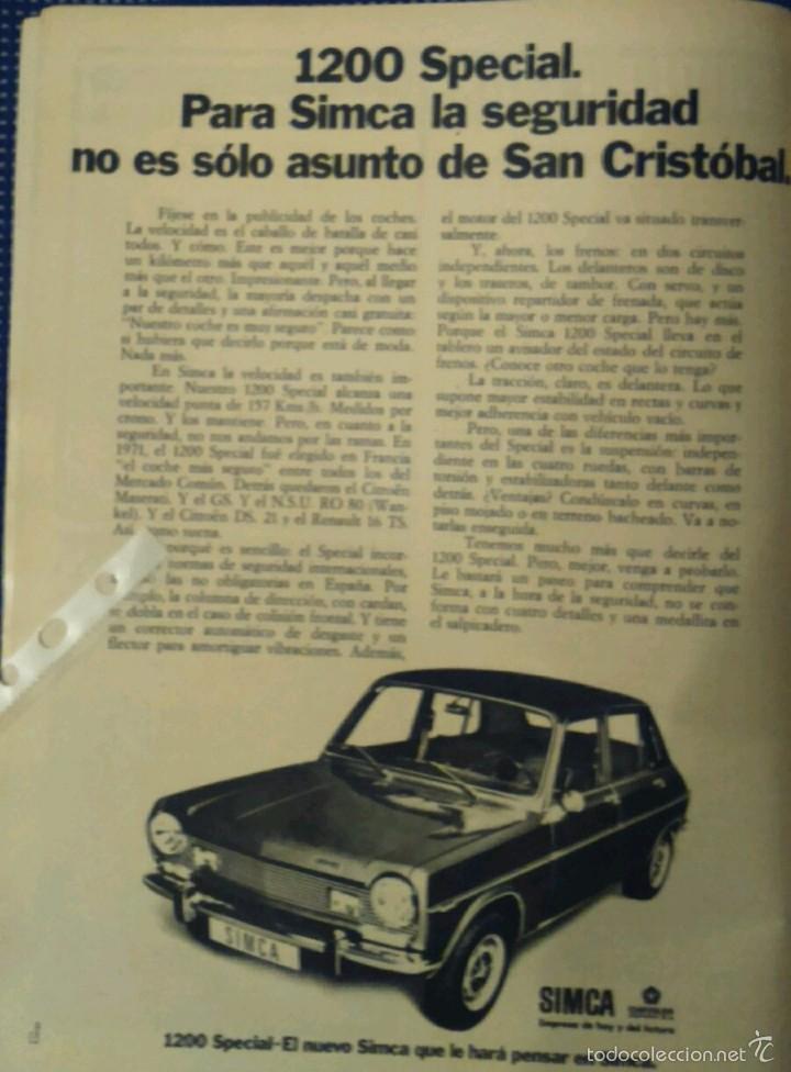 Coleccionismo: Publicidad automovil Simca 1200 Chrysler de 1973