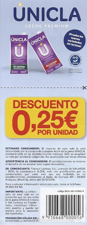 Coleccionismo: Vale leche Unicla - Foto 2