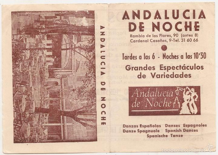 Coleccionismo: Barcelona. Programa de variedades. Andaluc&iacute;a de noche. Los Champan cantantes c&oacute;micos