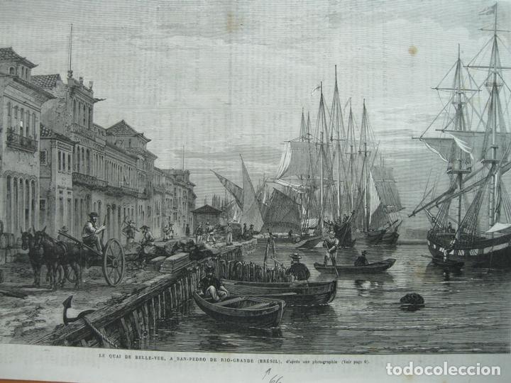Collezionismo: Vista del puerto de la ciudad de San Pedro do Rio Grande do Sul (Brasil), 1866