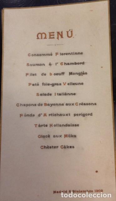Coleccionismo: MENU MADRID 5 DICIEMBRE 1903