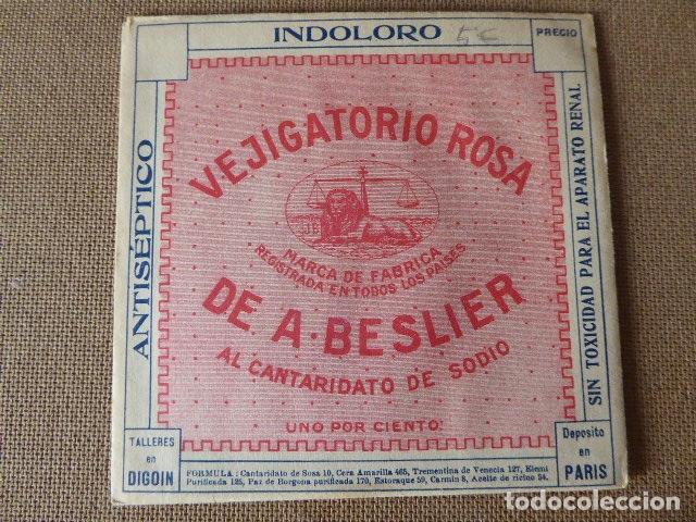 Coleccionismo: SOBRE PRECINTADO DE VEJIGATORIO ROSA DE A. BESLIER. CON SU CONTENIDO.