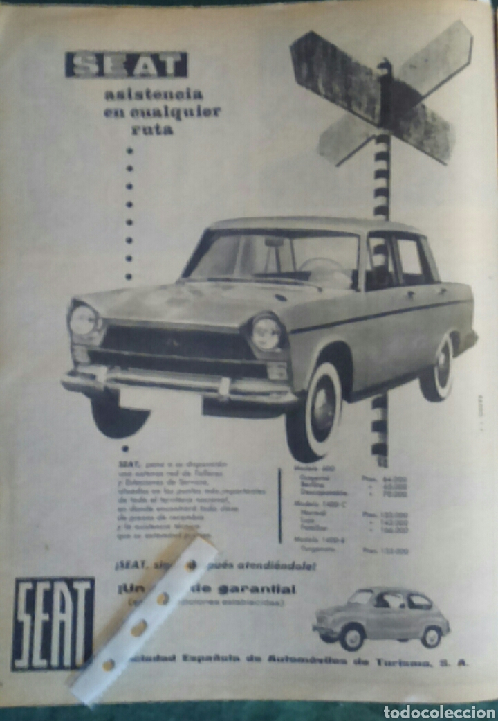 Sammeln: Publicidad automovil Seat 1400 de 1962