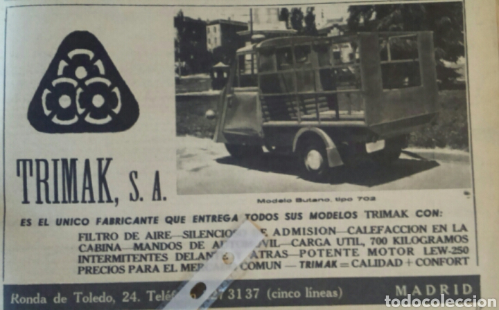 Sammeln: Publicidad Motocarro Trimak de 1962