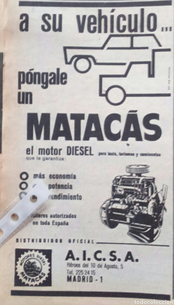 Sammeln: Publicidad Motores Matacas de 1962