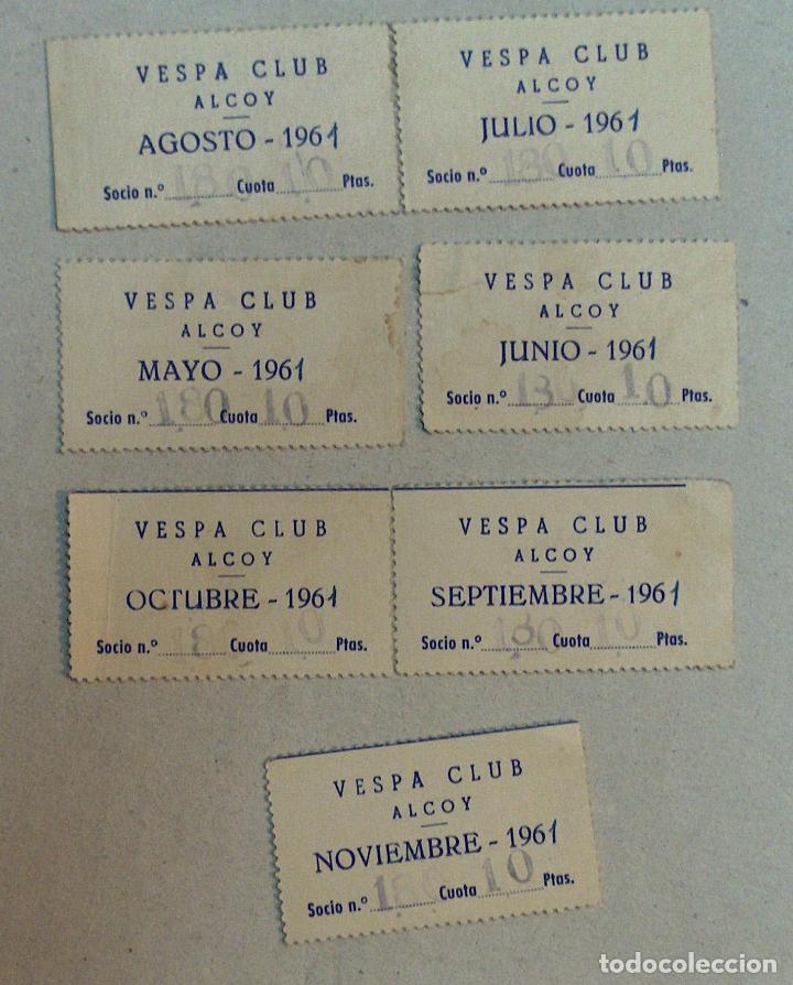 Coleccionismo: 10 tiquets de cuotas mensuales 1961 Vespa club alcoy, alcoi