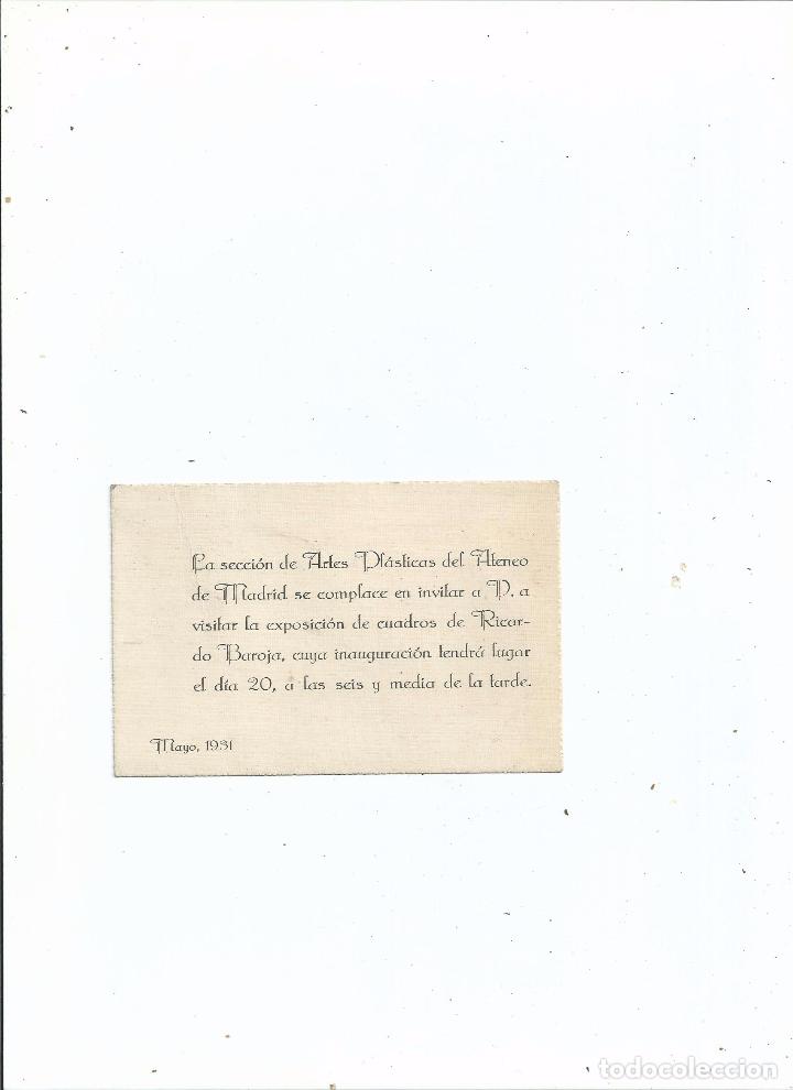 Collecting paper: 1931 - INVITACI&Oacute;N. EXPOSICI&Oacute;N PINTURA. CUADROS DE RICARDO BAROJA HUELVA - ATENEO DE MADRID