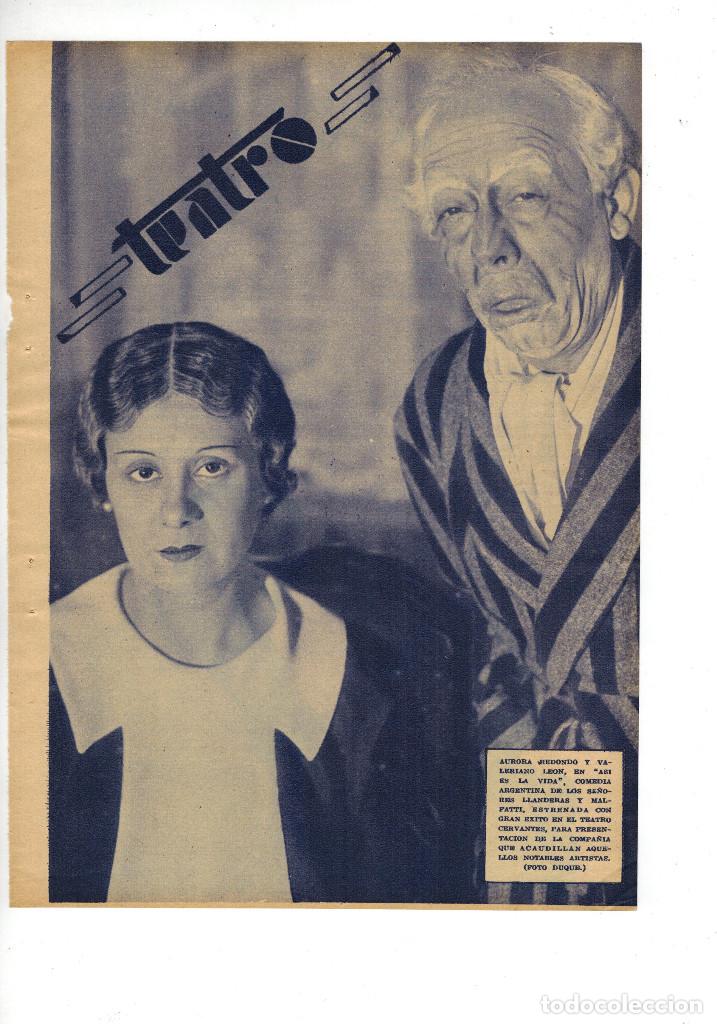 Collecting paper: A&Ntilde;O 1935 RECORTE PRENSA TEATRO AURORA REDONDO VALERIANO LEON EN ASI ES LA VIDA
