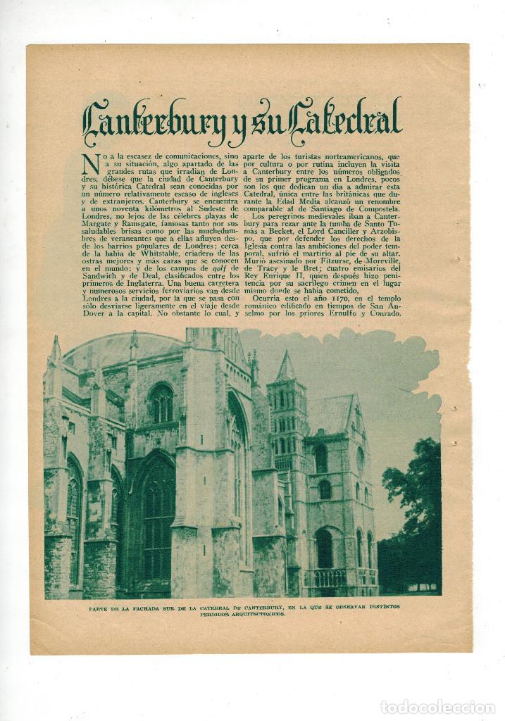 Collecting paper: A&Ntilde;O 1935 RECORTE PRENSA ARTE LA CATEDRAL DE CANTERBURY KENT INGLATERRA