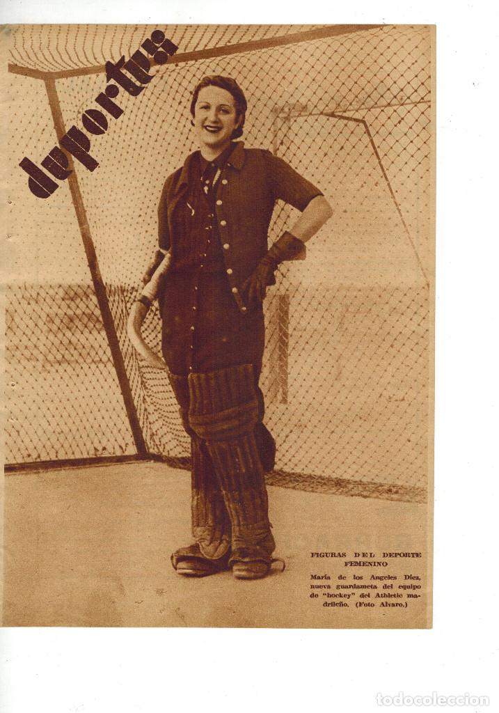 Colecionismo: A&Ntilde;O 1935 RECORTE PRENSA DEPORTES DEPORTE FEMENINO ANGELES GUARDAMETA HOCKEY ATLETICO MADRID