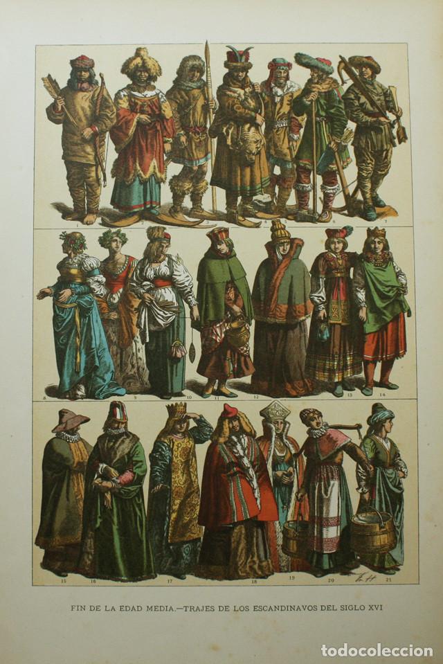 Coleccionismo: LAMINA FIN DE LA EDAD MEDIA TRAJES DE LOS ESCANDINAVOS DEL SIGLO XVI